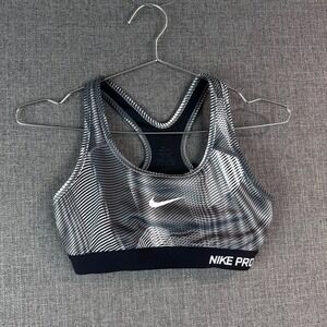 Nike Pro Dri-FIT Compression Sports Bra Black White Geo Print Racerback Small‎